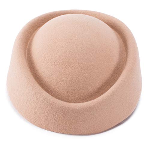 Lawliet, Fascinator aus Wollfilz, Hochzeitshut, Pillenbox-Hut für Damen, schöner Hostessen-Hut Gr. Einheitsgröße, camel von Lawliet