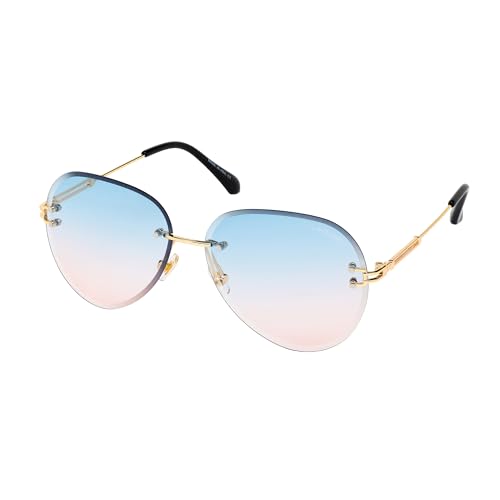 Layoners Valery. Elegante Sonnenbrille für Damen mit 100% UV-Schutz, Pilotenbrille, leicht, modernes rahmenloses Design, Metall, dünne Gläser von Layoners