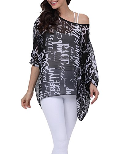 LazLake Damen Chiffon Bluse Lose Shirt Blumen Tunika Fledermaus Batwing Tops 281 LazLake Damen Chiffon Bluse Lose Shirt Blumen Tunika Fledermaus Batwing Tops 281 von LazLake