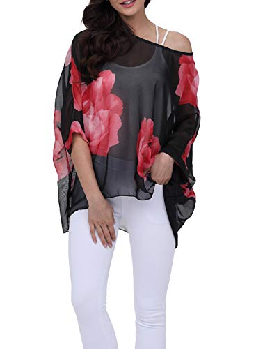 LazLake Damen Chiffon Bluse Lose Shirt Blumen Tunika Fledermaus Batwing Tops 283 LazLake Damen Chiffon Bluse Lose Shirt Blumen Tunika Fledermaus Batwing Tops 283 von LazLake