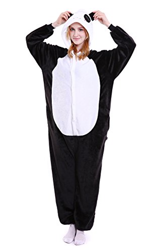 LazLake Panda Kostüm Onesie Jumpsuit Tier Relax Kostuem Damen Herren Pyjama Fasching Halloween Schlafanzug Cosplay Erwachsene Karneval Einteiler LDE SHL8-Xiongmao-S von LazLake