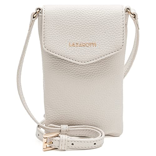 Lazarotti Bologna Damen Leder-Handytasche | Größe 10 x 3,5 x 18 cm für sämtliche gängigen Smartphones | mit längenverstellbarem Umhängeriemen, 3 Kreditkartenfächer & Steckfach auf der Rückseite von Lazarotti