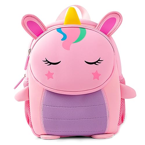 Lazeny Kinderrucksack Cartoon-Tiere Schulrucksack Babyrucksack Backpack Grundschüler Rucksack Schule Reise Taschen Kindertasche Schultaschen für 1-6 Jahre Mädchen Kinder Jungen (Rosa Einhorn) von Lazeny