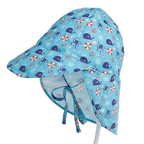 Lazz1on Baby Sonnenhut mit Nackenschutz UV Schutz UPF50+ Jungen Mädchen Sommer Atmungsaktiv Strandhut für Angeln Reise Schwimmbad Outdoor Ausflug Hut von Lazz1on