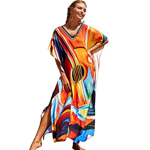 Lazz1on Damen Strandkleider Kaftan Langes Beachwear Sommer Pareos Bikini Cover Ups Strandponcho von Lazz1on