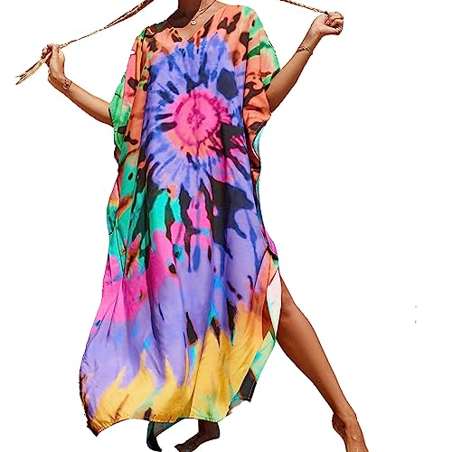 Lazz1on Kaftan Damen Lange Boho Strandkleider Sommer Maxikleid Pareo Bikini Cover Ups für Urlaub und Strand von Lazz1on