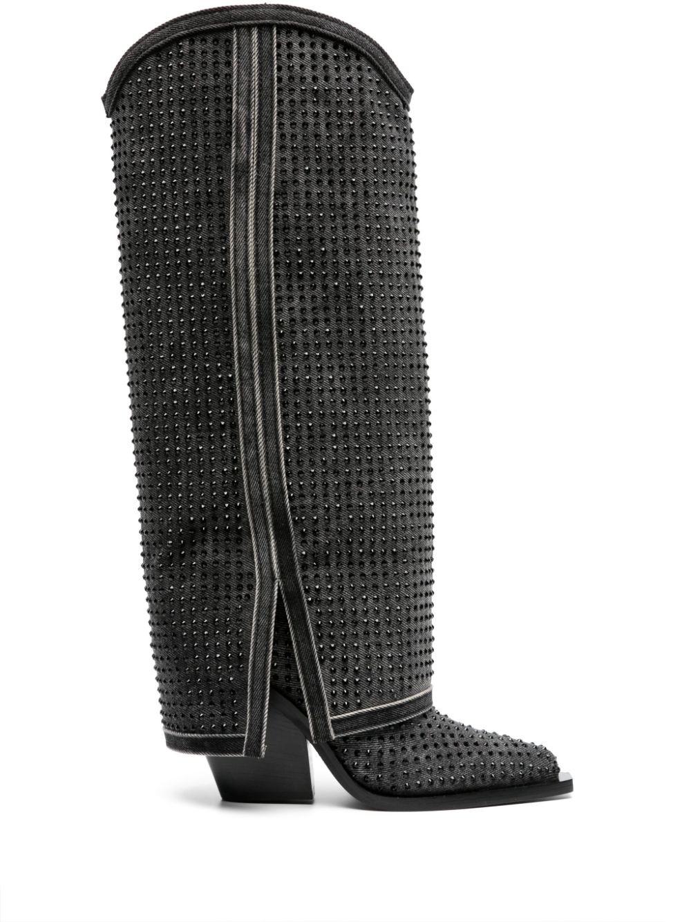 Le Silla Stiefel mit Kristallen 100mm - Schwarz von Le Silla