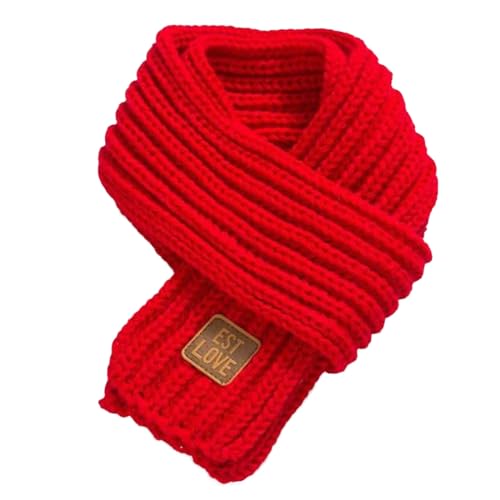 Kinder-Winter-Schal, dick, einfarbig, gestrickt, weich, hohe Elastizität, hält warm, für Jungen und Mädchen, leichter Nackenwickel für den täglichen Gebrauch, rot, Einheitsgröße von Leadrop