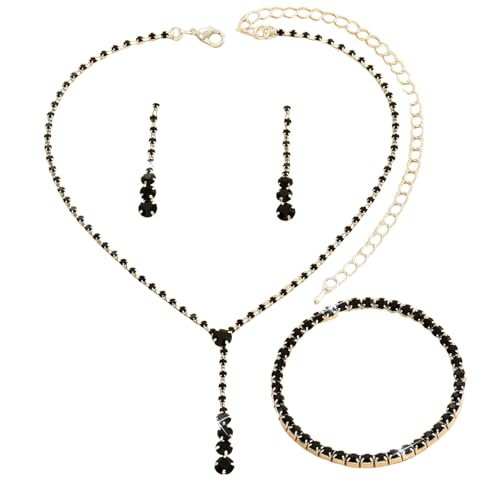 Leadthin 3-teiliges Damen-Schmuck-Set, einreihig, einreihig, eingelegte Halsketten, Ohrringe, Armbänder, leichte Schmuckstücke für Weihnachten, Muttertag, Wie beschrieben, Kein edelstein von Leadthin