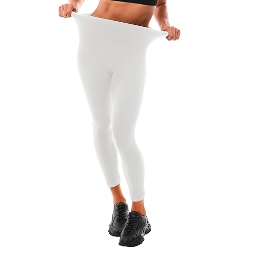 Leafigure Leggings Damen High Waist - Leggins Blickdicht Weiß für Sport Gym Yoga S-M von Leafigure