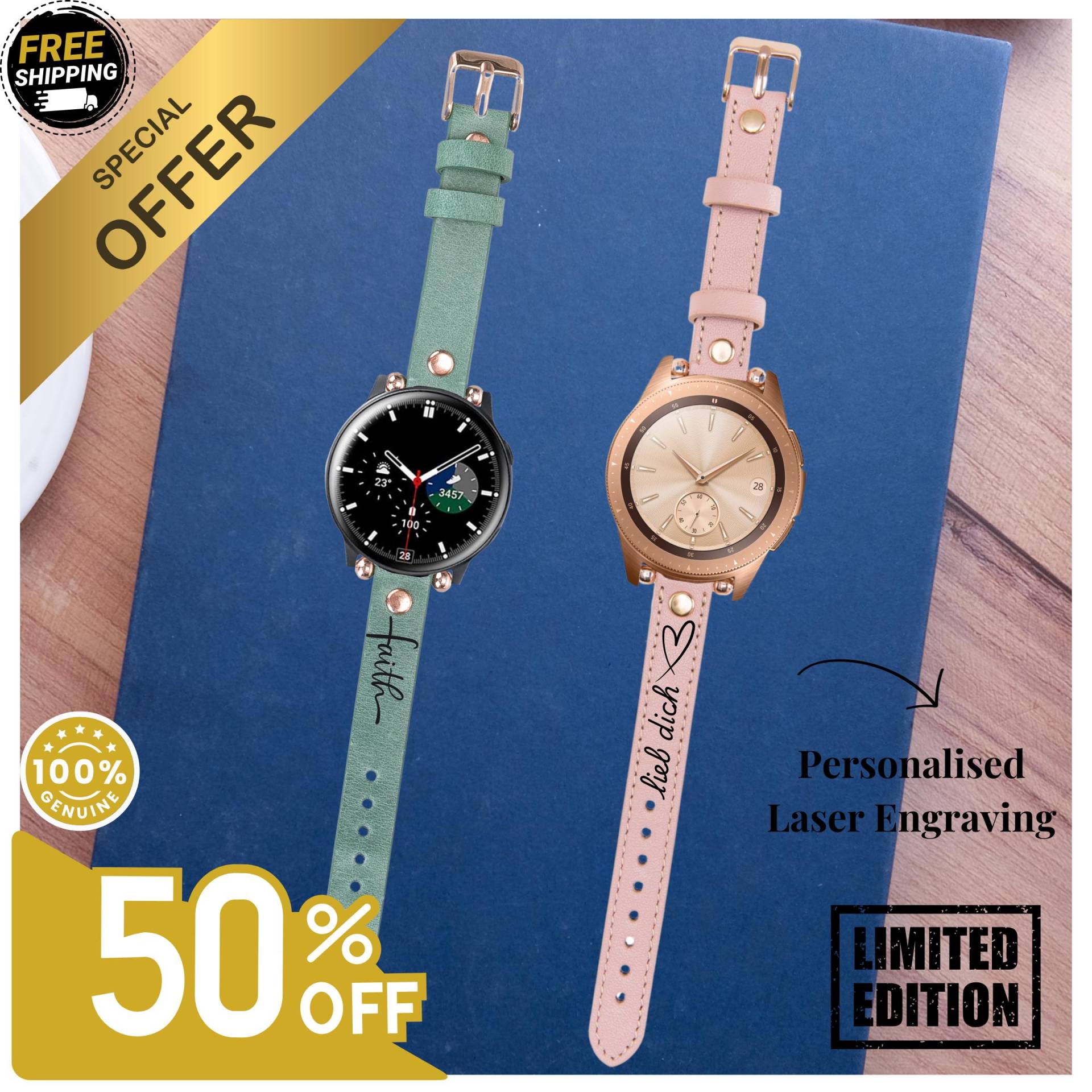 Personalised Samsung Galaxy 4 5 6 7 Smart Active 2 Custom Christmas Gift Men & Women Bracelet Sport Genuine Leather Band Weichnachtsgeschenk Personalised Samsung Galaxy 4 5 6 7 Smart Active 2 Custom Christmas Gift Men & Women Bracelet Sport Genuine Leather Band Weichnachtsgeschenk von LeatherBagOne