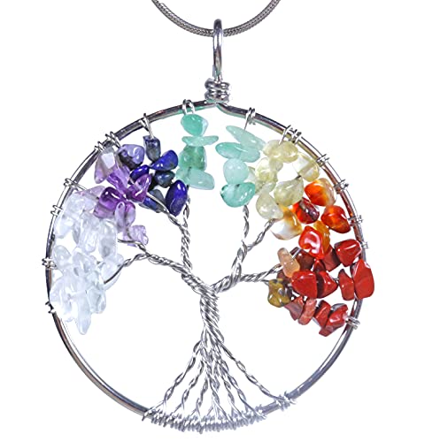 Baum des Lebens Anhänger | Lebensbaum Kette mit Edelsteinen | Schmuckanhänger Edelsteinanhänger (Chakra) von Lebensquelle Plus
