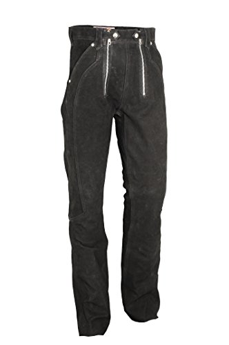 Fuente Lederhose Herren/Damen lang - Lederjeans- Echt Leder, Lederhose Jeans 501 Schwarz- Motorrad Lederjeans- Zimmermannshose Leder- Reithose Leder (30, Schwarz) von Lederprofi