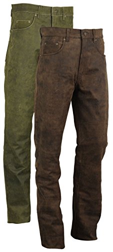 Lederjeans Damen Herren | Lederhose Jeans 501 Braun antik- Fuente Lederhose Herren lang | Motorrad Lederjeans- Trachten Lederhose lang, Jagd Lederhose (W40 Inch (100-104cm) Olive) von Lederprofi