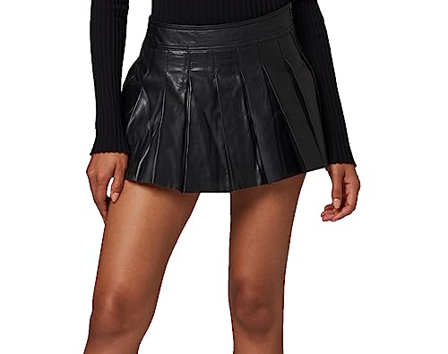 Lederrock Janet Damen echtem Lamm Nappa Leder Minirock Partyrock (Schwarz, S) von Lederrock