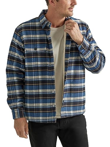 Lee Herren Workwear Loose Fit Langarm Button-Down Overshirt, Sherpa-Futter, Blau kariert, L Lee Herren Workwear Loose Fit Langarm Button-Down Overshirt, Sherpa-Futter, Blau kariert, L von Lee