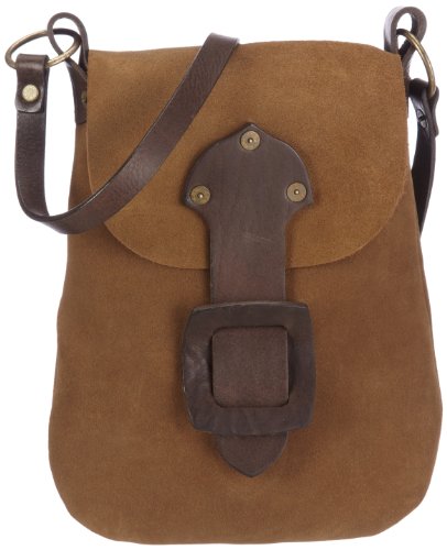 Lee Leather Shoulder Bag LM1718DN, Damen Schultertaschen, Braun (Yellow Edge DN), 21x24x1 cm (B x H x T) von Lee