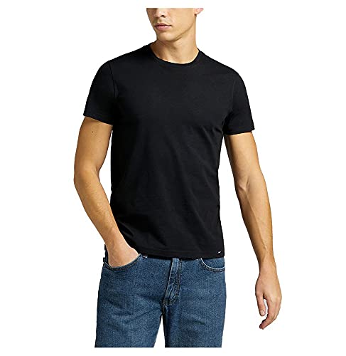 Lee Herren Twin Pack Crew Black T-shirts, Schwarz, M von Lee