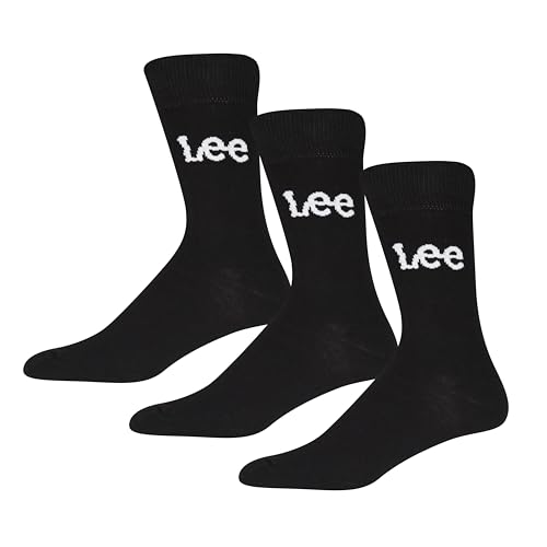 Lee Unisex Smart Crew Socken in Schwarz | Herren- und Damen-Niedrigschaft-Designer-Dress-Socken für lässiges Tragen | Ultra weich und atmungsaktiv, baumwollreich | Größe 8,5-11, Dreierpack von Lee