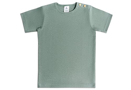 Baby Kinder Kurzarmshirt T-Shirt Bio-Baumwolle GOTS Shirt Jungen Mädchen Gr. 62 bis 128 (86-92, Tannennadel/Salbei) von Leela Cotton