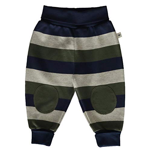 Leela Cotton Baby Kinder Ringelhose Hose Bio-Baumwolle Sweathose Gestreift (98-104, grün-Navy-beige) von Leela Cotton