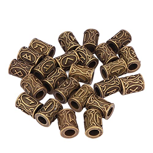 24 Stück Nordische Stile Vintage Haarzöpfe Perlen, Halskette Juwelen Antike Wikinger Haarperlen Zöpfe Dreadlock Anhänger für Männer Frauen Haardekoration 10 X 13 Mm von Leftwei