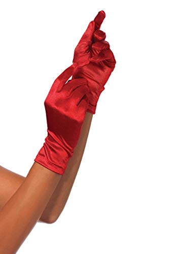LEG AVENUE Damen Wrist Length Satin Handschuh f r besondere Anl sse, Rot, Einheitsgröße EU von LEG AVENUE