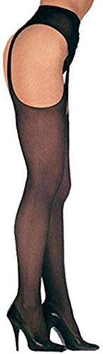 Leg Avenue Damen Strumpfhalter Strumpfhose 20 DEN Nylon Schwarz Offener Zwickel Einheitsgröße 36 bis 40 von LegAve