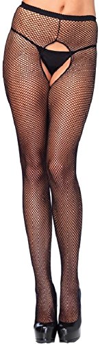 Leg Avenue plus size Damen Strumpfhose Fischnetz mit offenem Po in schwarz Einheitsgröße ca. 42 von LegAve