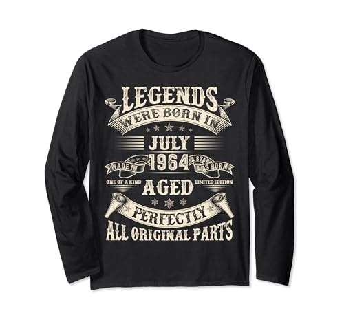 Geschenk zum 60. Geburtstag für Männer und Frauen, Juli 1964, 60 Jahre alt Langarmshirt von Legendary Birthday July Outfit Vintage Funny