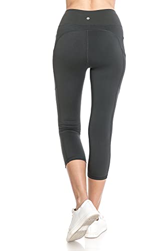 Leggings Depot Solide Sporthose mit hoher Taille für Damen, Taschen-Yogahose – Regulär (S, M, L, XL), Übergröße (1X, 2X, 3X), Charcoal, M von Leggings Depot