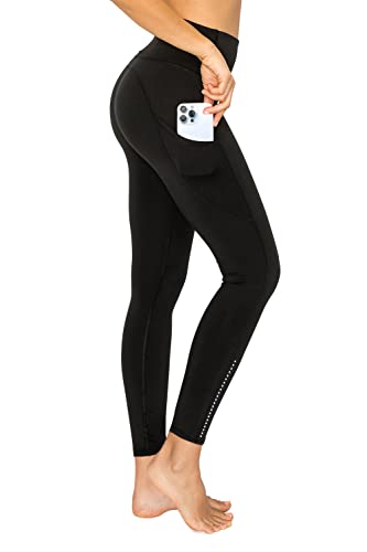 YL8A-BLACK-3X Yogahose mit Seitentaschen, reflektierende Punkte, 3X von Leggings Depot