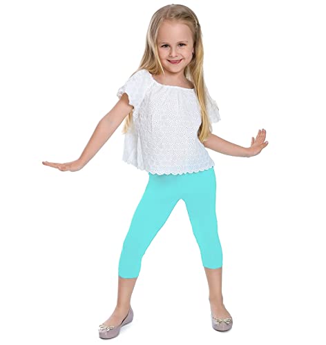 Leggings Empire Mädchen Leggings 3/4 Länge Schlicht Caprihose für Kinder Stretch Baumwolle Atmungsaktiv Ultraweich Kinder Bunte Kleidung Mint 11 Jahre von Leggings Empire