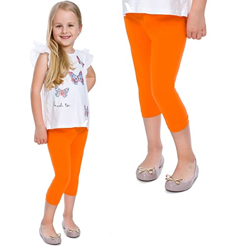 Leggings Empire Mädchen Leggings 3/4 Länge Schlicht Caprihose für Kinder Stretch Baumwolle Atmungsaktiv Ultraweich Kinder Bunte Kleidung Orange 11 Jahre von Leggings Empire