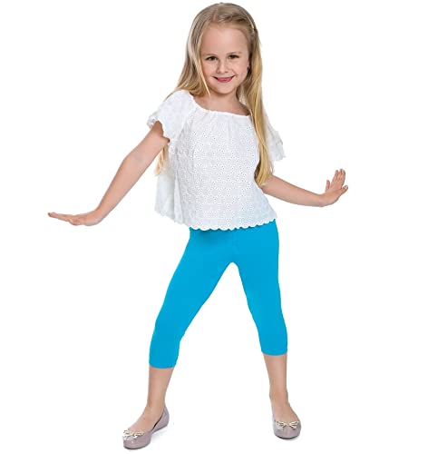 Leggings Empire Mädchen Leggings 3/4 Länge Schlicht Caprihose für Kinder Stretch Baumwolle Atmungsaktiv Ultraweich Kinder Bunte Kleidung Türkis 11 Jahre von Leggings Empire