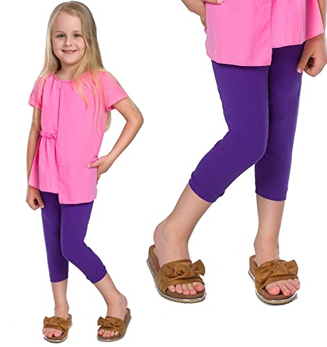 Leggings Empire Mädchen Leggings 3/4 Länge Schlicht Caprihose für Kinder Stretch Baumwolle Atmungsaktiv Ultraweich Kinder Bunte Kleidung Violett 5 Jahre von Leggings Empire