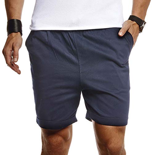 Leif Nelson Herren Kurze Hose für Sommer Slim Fit Kurze Chino Herren Shorts Hose für Männer Kurze Jogginghose Sommer Kurze Chinohose für Freizeit Cargo schwarz LN8290 D. Blau XX-Large von Leif Nelson