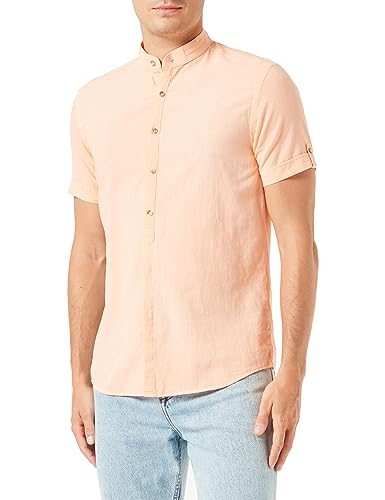 Leif Nelson Leinenhemd Herren Sommer Kurzarm Rosa/Henley Hemd für Freizeit und Business/Gemischt aus Leinen und Baumwolle/Regular Fit Größe XXL von Leif Nelson