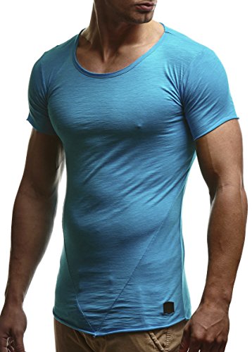 Leif Nelson T-Shirt Herren Sommer Rundhals-Ausschnitt (Türkis, Größe XXL), Regular Fit Herren-T-Shirt 100% Baumwolle, Basic Männer T-Shirt Kurzarm von Leif Nelson