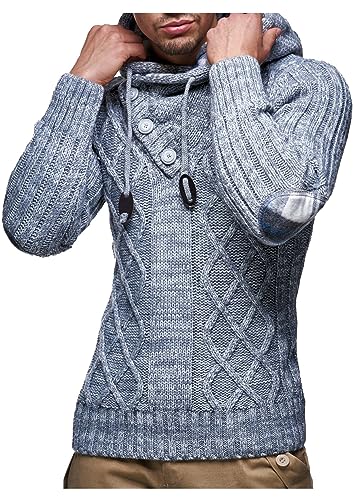 Leif Nelson Herren Strickpullover mit Kapuze in Dunkel Grau XXXL/Hochwertiger Winterpullover in Regular Fit, ideal für Casual und Business, Langarm von Leif Nelson