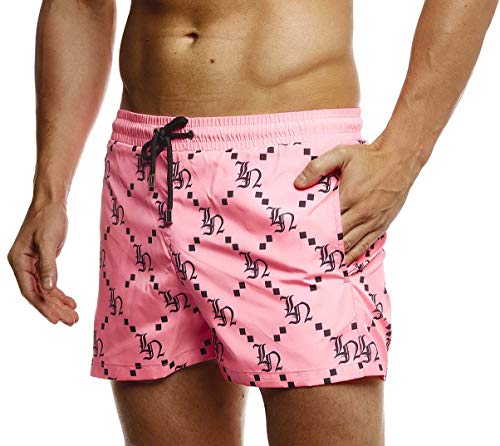 Leif Nelson Herren Sommer Badeshorts mit Taschen Männer Badehose Schwimmshorts Herren Schwimmhose-Beachshorts Jungen Strand Shorts Kurze Hosen Cargo Bermuda Chino LN92535 Pink Small von Leif Nelson