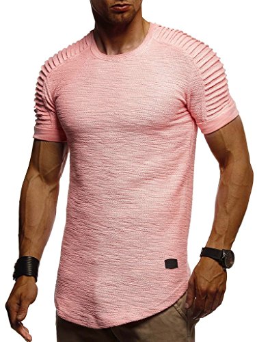 Leif Nelson T-Shirt Herren Sommer Rundhals-Ausschnitt (Rosa, Größe M), Regular Fit Herren-T-Shirt 100% Baumwolle Casual Basic Männer T-Shirt Kurzarm von Leif Nelson