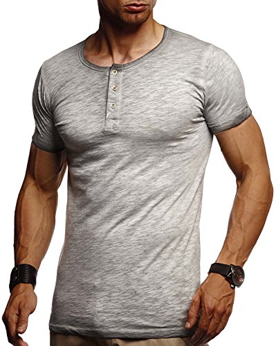 Leif Nelson Herren Sommer T-Shirt Rundhals-Ausschnitt Slim Fit Baumwolle-Anteil Moderner Männer T-Shirt Crew Neck Hoodie-Sweatshirt Kurzarm lang LN8226 Anthrazit Small von Leif Nelson