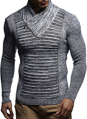 Leif Nelson Herren Strickpullover Schwarz L Reißverschluss - Dünner Männer Strick Pullover Winter & Sommer - Cooler Männer Pullover Schalkragen von Leif Nelson