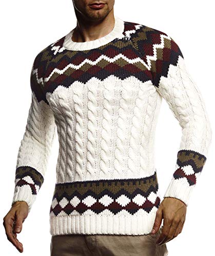 Leif Nelson Herren Strickpullover Norwegerpullover Pullover mit Rundkragen Winterpullover Männer Pulli für Weihnachten Winter Norweger Muster Slim Fit Crew Neck LN20757 S Ecru Leif Nelson Herren Strickpullover Norwegerpullover Pullover mit Rundkragen Winterpullover Männer Pulli für Weihnachten Winter Norweger Muster Slim Fit Crew Neck LN20757 S Ecru von Leif Nelson