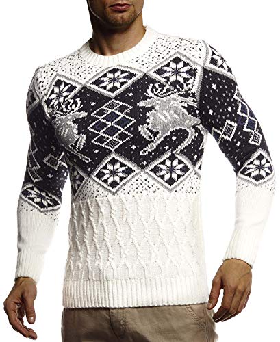 Leif Nelson Herren Strickpullover Norwegerpullover Pullover mit Rundkragen Winterpullover Männer Pulli für Weihnachten Winter Norweger Muster Slim Fit Crew Neck LN20761 M Ecru Leif Nelson Herren Strickpullover Norwegerpullover Pullover mit Rundkragen Winterpullover Männer Pulli für Weihnachten Winter Norweger Muster Slim Fit Crew Neck LN20761 M Ecru von Leif Nelson