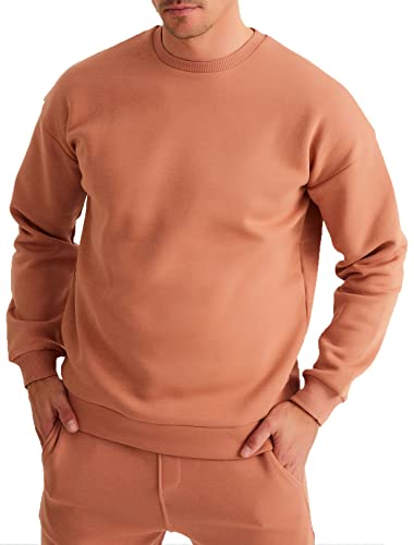 Leif Nelson Oversize Pullover Baumwolle mit Rundhalskragen schwarzer Männer Pulli Sweatshirt Langarmshirt Größe L von Leif Nelson