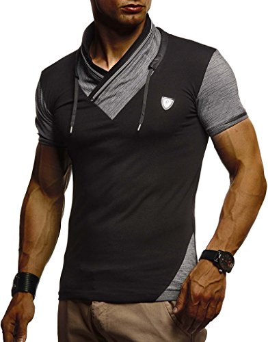 Leif Nelson-T Shirt Herren für Sports & Outdoor | Sportshirt Herren Kurzarm & Slim Fit Tshirt Herren | Teil der Herren Sportbekleidung | Stehkragen T-Shirt | Activewear & Gym Shirt für Herren LN-805 von Leif Nelson