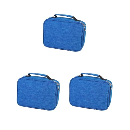 Leisurealeaneag 72 Slots Farbige Federmäppchen Hohe Kapazität Reißverschluss Stifte Federmäppchen Schwarz, 3 Set [Blau], 22x16.5x6.5cm von Leisurealeaneag