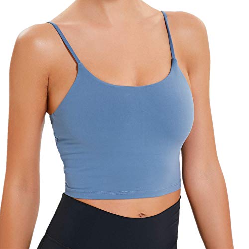 Lemedy Sport-BH, für Damen, gepolstert, Fitness, Workout, Laufshirt, Yoga, Tanktop - Blau - Large von Lemedy